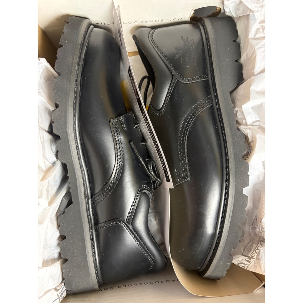 Thorogood Oxford Work Shoes Mens 10.5W Black Steel‎ Toe Leather Slip Resistant